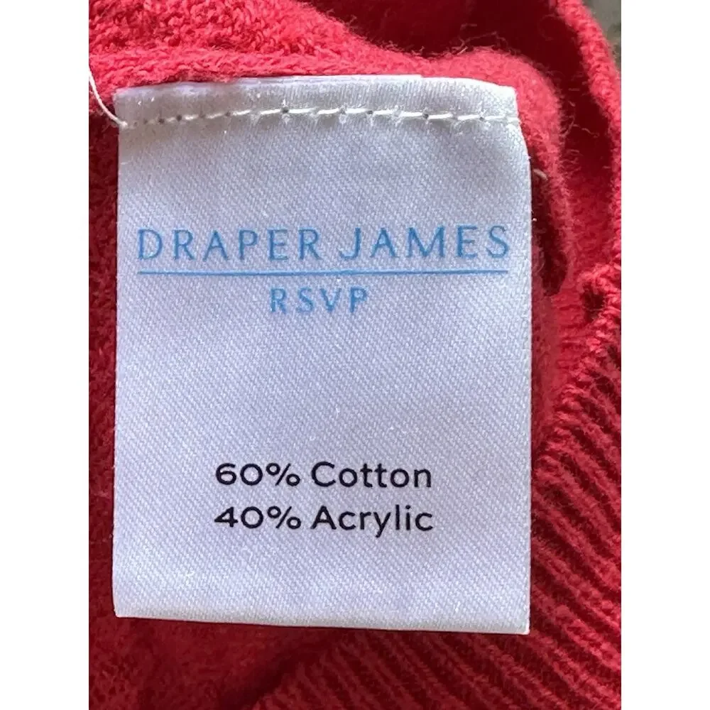 Draper James RSVP Red Textured VNeck Long Sleeve Button Cotton Blend Cardigan XL